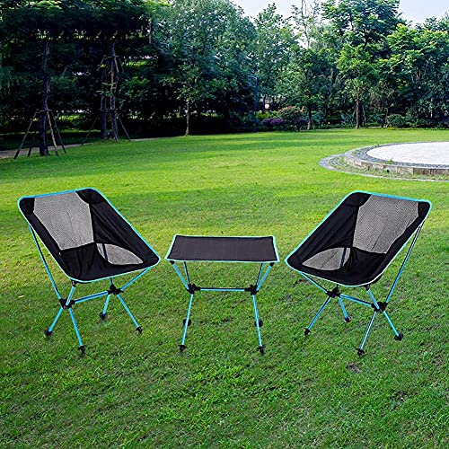 Ultraleichter Campingstuhl, tragbar, zusammenklappbar, Campingtisch, Stuhl-Set, bestehend aus einem Schreibtisch mit Tisch, Zwei zusammenklappbaren Stühlen, perfekte Wahl für Picknick, Camp, Strand,
