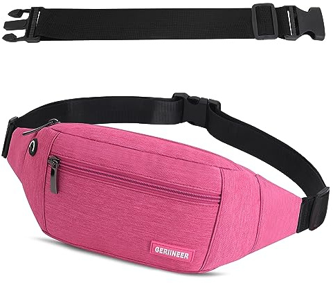 Bauchtasche Gürteltasche mit Einem 30 cm Verlängerten Gürtel Damen und Herren Bauchtasche Geeignet für Reise Sport Running und Alle Outdoor Aktivitäten Hüfttasche Damen Herren Sport (Rosa)