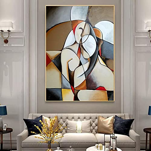 Zhaoyang Art Berühmte Kunstwerke von Picasso, abstrakte träumende Frau, Leinwandgemälde, Vintage-Wandbild für Wohnzimmer, Heimdekoration, 75 x 90 cm, mit goldenem Rahmen