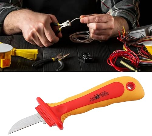 Electrician's Knife, 1000V Antimagnetic Electrician's Knife, High Voltage Resistant, Short Circuit Prevention, with Soft Plastic Handle for Meter Mounting
