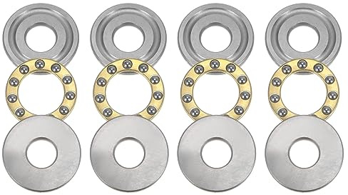 QUARKZMAN 4 Stück Axiallager F8-22M Miniatur Schubkraft Kugel Lager 8x22x7mm Chrom Stahl mit Unterlegscheiben für Förderanlagen Maschinenbau