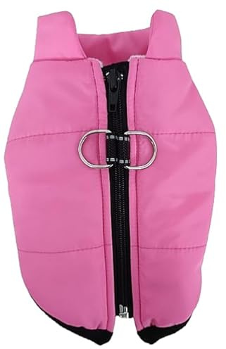 Waterproof Dog Coat (VERY SMALL FIT) Padded Fleece Zip Up Coat Chihuahua Puppy Toy Clothes Teacup Miniature Breeds (Darker Pink, TINY XS : Length 24cm X Chest 35cm)