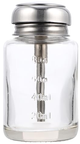 POPETPOP Flacon Pompe Poussoir En Verre Distributeur De Presse À Alcool Pour Dissolvant Vernis À Ongles Flacon Distributeur Verre Vide Portable Anti-Fuite Pour Liquides Cosmétiques