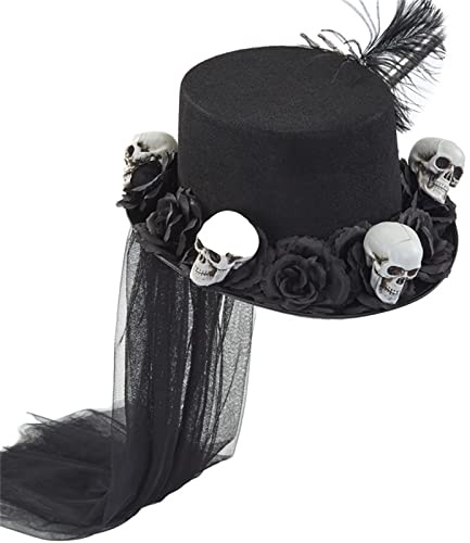 Exingk Steampunk-Hut für Frauen mit Schleier, Steampunk-Hut, Steampunk-Hut, Zeitreisender, Steampunk-Hut, Gothic-Stil, Halloween-Party, Steampunk-Hut für Damen, mit Schleier