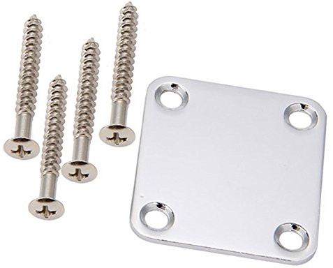 veorly 1 Set E-Gitarre Hals Platte mit Schrauben Fuer Strat Tele Gitarre Praezision, Chrom