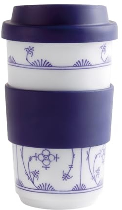 KAHLA fillit Becher 0,40 l Blau Saks| To Go Becher mit Strohblumemuster aus Porzellan