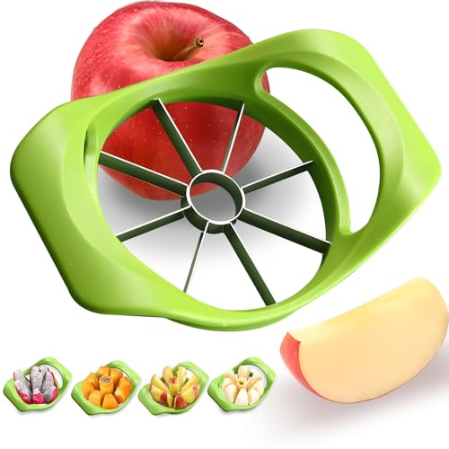 Affettatrice per frutta e mele con 8 lame in acciaio inox, manico antiscivolo, resistente, per anguria e ananas da cucina (A)