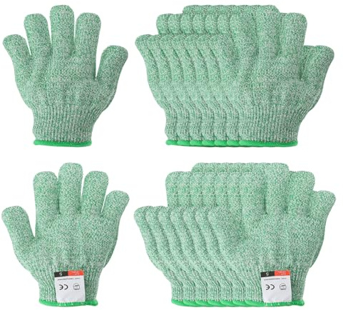 PATIKIL Cut Resistant Gloves, 8 Pair Level 5 Protection Anti Cutting Gloves Cut Proof Gloves for Kitchen Wood Carving Working, X-Small, Green