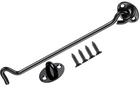 ZiYuya gancio e chiavistello a occhiello, gancio porta in acciaio inox, gancio per cancello della cabina, gancio blocca gancio finestra chiusura con gancio e occhiello resistente gancio 10 Inch