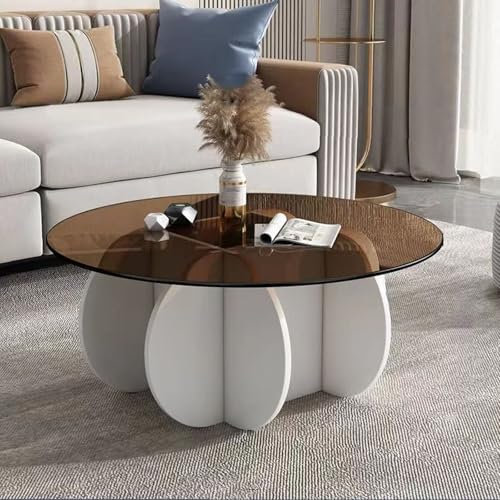 Couchtisch Rund, Wohnzimmertisch Modern, 80 X 40 Cm Satztisch, Minimalistischer Teetisch, Hochwertiger, Leichter, Luxuriöser Teetisch Aus Glattem Glas, Einfache Montage Für Wohnzimmer, Schlafzimmer