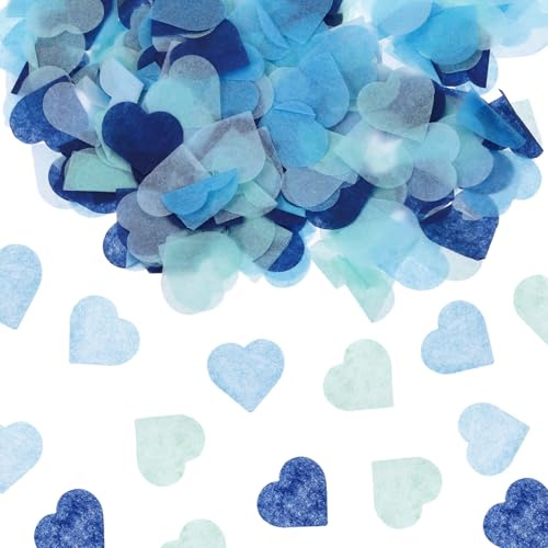 QUARKZMAN 5600 Stück 1 Zoll Herzen Papier Konfetti Tissue Konfetti Blau | Party Dekoration, Für Ballon Hochzeit Valentinstag Tischdekorationen, 1 Zoll, Tissue