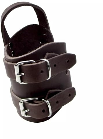 Generisch Handwerker Handgelenk-Bandage Lederarmband mit Daumenschlaufe (dunkelbraun, Rechts 20-25cm)