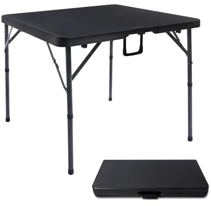 34 Square Folding Card Table,Fold-in-Half Utility Portable Table,Black