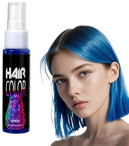 Temporary Hair Dye, Crazy Blue Color Hair Spray, Crazy Bule Hair Color Dye,Instant Color,Washable One Time Temporary Hair Dye Spray Instant Styling,Halloween,Cosplay, Easy to Color, 30ml