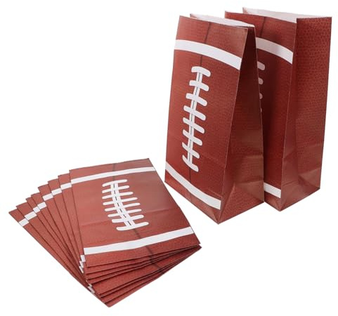 COLLBATH 10 Stück Elegante Papiertüten mit Rugby Motiv aus Papier Faltbar und Leicht Tragbar für Partys und Geschenke Größe Passend für Kleine Snacks