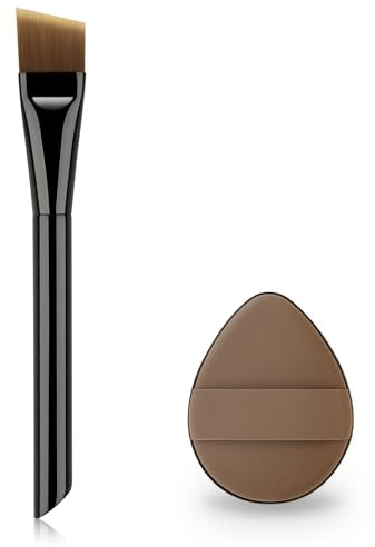 Pennello per Fondotinta con Lama Ultra Sottile, Pennello Piatto Angolato per Fondotinta con Punta da 0,1 mm Setole Morbide per Un'Applicazione Uniforme,Trucco Viso per Liquidi e Creme