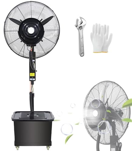 Ventilador nebulizador Industrial,Ventilador de pie con nebulizador,Ventilador pie con Agua pulverizada para exterior,depósito 43L pulverizador vaporizador,3 velocidades,65 cm/75 cm(380W/30in)