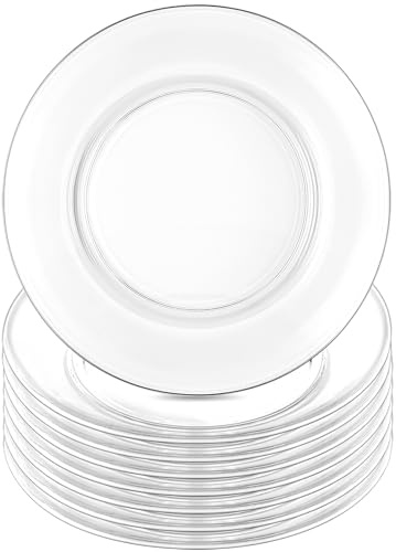 Jeffbaubl 8 Stück Glasteller, 19cm, Transparent | Dessertteller Glas, Salat- & Kuchenteller, Essteller for Pasta Salat Snacks Obst, Spülmaschinengeeignet