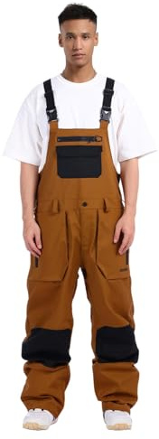 GSOU SNOW Uomo Salopette da Sci Bavaglino da Snowboard Pantaloni da Neve - Multi Tasche Leggeri Impermeabili Antivento Traspiranti Caldi