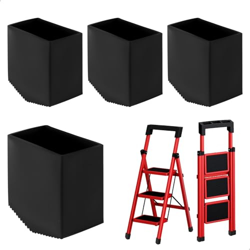 Lot de 4 Embout Escabeau, Patin Échelle 50 x 25 en Caoutchouc, Robustes, Pied Escabeau en Caoutchouc, Patin Escabeau Universel Pare Chocs Pliants Protection Idéale pour Échelles et Meubles Noir