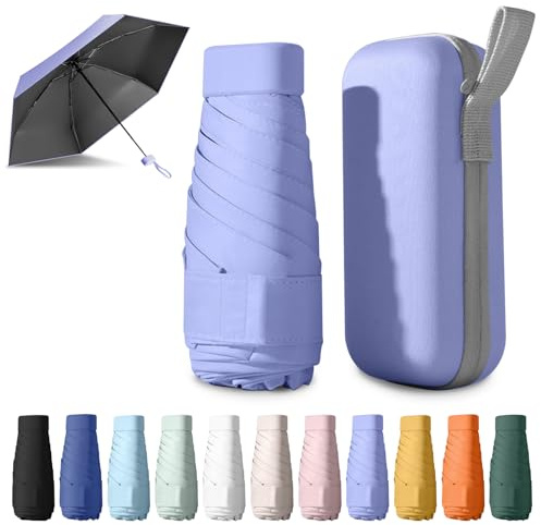 Detontek Pocket Umbrella Foldable Compact, Mini Folding Travel Umbrella, Umbrellas, 6 Ribs Mini Travel Sturdy Pocket Umbrella Portable Uv Umbrella With Storage Box