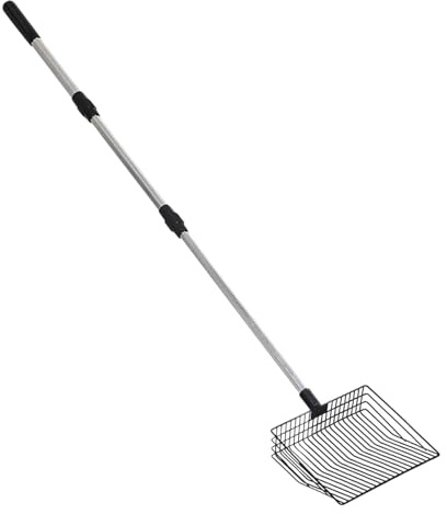 ETUCYNG Pala telescópica para Gatos de Aluminio, 116 x 18 x 6 cm, Ajustable con colador Fino para de terrones para refugios, hogares de Varios Gatos y Personas con Problemas de Espalda
