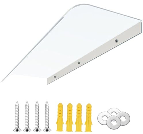 Marquesina de Exterior 60-130cm, Tejadillo de Protección con Herrajes, Toldo Impermeable para Puerta Delantera Casa, Balcón, Garaje Y Ventana, Policarbonato 3.5mm(Clear,W85xD35cm)