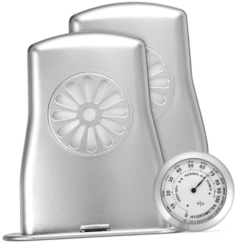 NOLITOY Silver Violin and Guitar Humidifier with Soundhole Design, Portable Abs Material Guitar Humidifiers with Thermometer Hygrometer for Instrument Case Temperature Measurement
