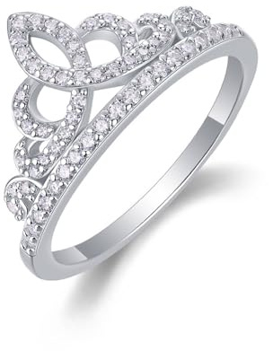 Ayoiow Ring Damen Weißgold, Moissanit Kreuzen Vorsteckring Weißgold 750 für Sie, 18 Karat Größe 47 (15.0)