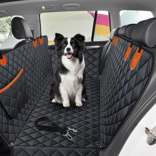 KZARYVEXIS Hundedecke Auto Rückbank, Wasserdicht & Kratzfest, 147x137cm | Autoschondecke mit Sicherheitsgurt & Seitenschutz, Sicherheits-Hängematte mit Reißverschluss, Universal für Auto SUV LKW