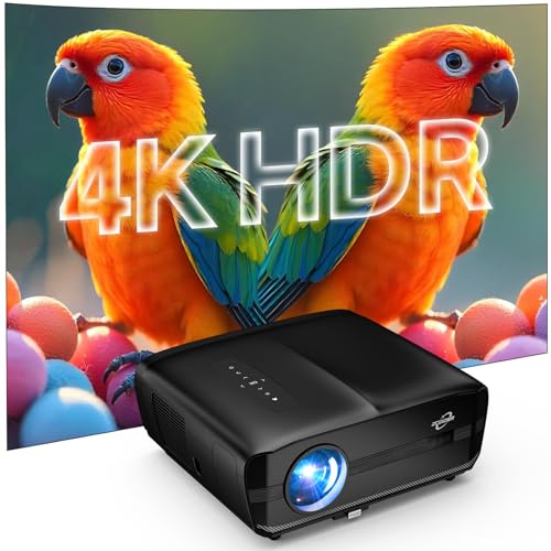 Smart Projector 4K HDR with Google TV, 2500 ANSI Home Cinema Projector | Karaoke with 2 Wireless Microphones,76W Speakers,Motorised Lens Cap,ToF Autofocus,WiFi 6,Bluetooth for Movies Gaming Daylight