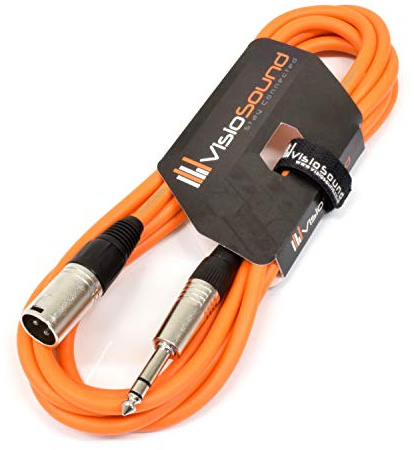 VisioSound Male XLR to 6.35mm Stereo TRS Jack Lead Audio Cable (Orange, 3m) | Noiseless OFC Balanced Signal, Audio, Speaker, Patch Cable / 10 Colours