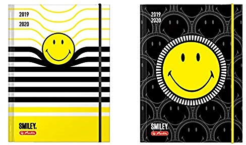 Herlitz Schülerkalender Smiley Black&Yellow 2019/20, A5, 2 Motive sortiert - Motivauswahl nicht möglich!, 1 Stück