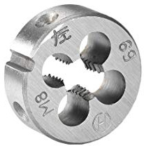 sourcing map Terraja, Terrajas de Roscar Métricas M8 x 1,25, Terraja Redonda 25mm Diámetro Exterior, Troquel para Roscar a la Izquierda, Aleación de Acero