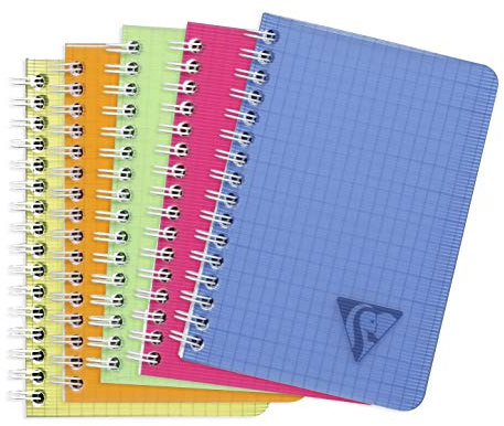 Clairefontaine 328425C Collection Linicolor Fresh Un Carnet à Spirale - 9x14 cm - 100 Pages Petits Carreaux - Papier Blanc 90 g - Couverture Polypro Transparent - Couleur Aléatoire