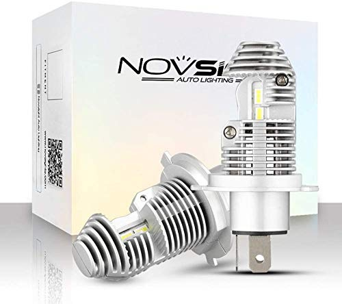NOVSIGHT Ampoules H4 LED - 18000LM Phare automobile, Ampoule de Remplacement Halogène H4 Super Bright Blanc，Pack de 2