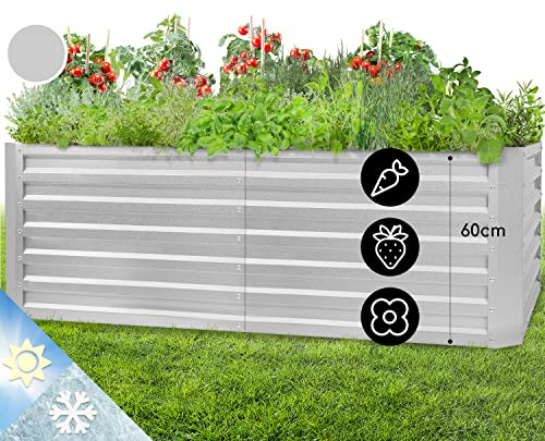 blumfeldt Jardiniere sur Pieds, Espace Potager sur Pied Jardinage Extérieur, Potager Surélevé en Hauteur, Sureleve Exterieur Jardin et Balcon, Bac Pied en Acier, 1200L, 2m