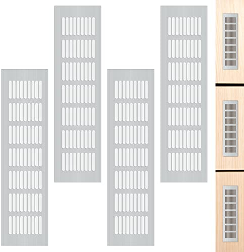 4 Pezzi Griglia di Ventilazione, Griglia d'aria per Porte/Armadi/Scarpiere, Griglia di Aerazione Aiuta i tuoi Mobili a Ventilare, Griglia di Ventilazione Alluminio è Facile da Installare (8 * 30 cm)