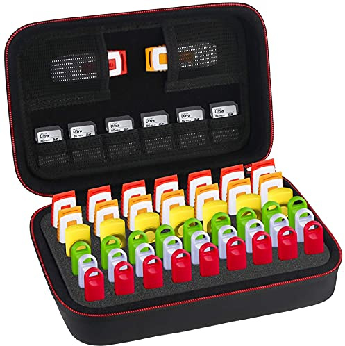 BOVKE USB Flash Drive Case Organizer SD Cards Stick Case Thumb Drive Memory Holder for SanDisk/Samsung/Netac/PNY/TOPESEL USB Pen Drives - Extra Mesh Pocket for Memory Micro Cards, Black