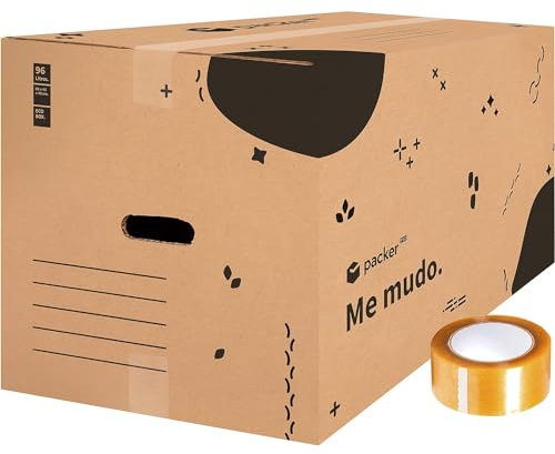 packer PRO Pack 10 Cajas Carton para Mudanzas y Almacenaje Ultra Resistentes con Asas y Cinta Adhesiva 600x400x400mm