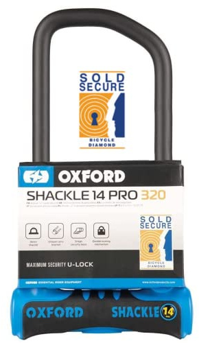 Oxford LK322 Fahrrad- und Elektrofahrradschloss, 320 mm x 177 mm, Schäkel 14 Pro U, Diamant-bewertet, Blau/Schwarz