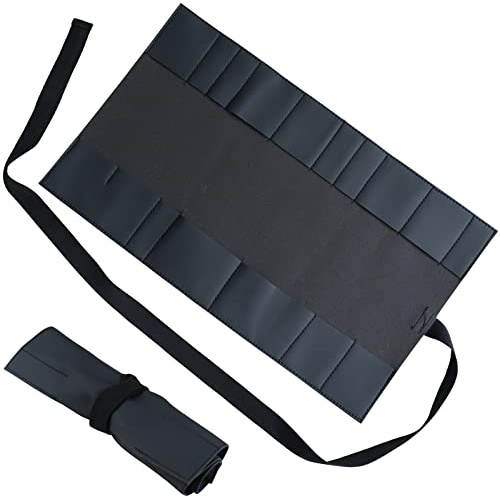 Wazakura - Estuche de Herramientas de Bonsái Enrollable Hecho en Japón en Piel Sintética con 16 Bolsillos. Bolsa para Almacenamiento de Kit de Herramientas de Jardinería Japonesa