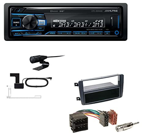 Alpine UTE-204DAB 1 DIN Autoradio DAB+ Bluetooth USB AUX-IN passend für Mercedes-Benz C-Klasse 2000-2004 schwarz