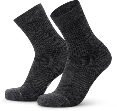 DANISH ENDURANCE Vandringsstrumpor, Lätt Merinoull, Strumpor med anti-blåsor dämpning, för Män & Kvinnor, Unisex, 1-pack, Grå, 43-47