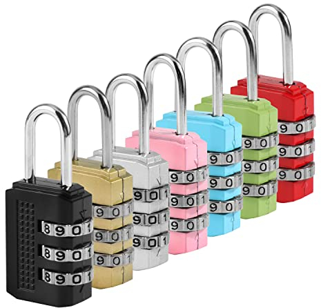7 Piezas Candado de Combinación Equipaje candado Candado combinado para Puerta de Verja, Lockers, Maleta de Equipaje,Cerraduras de Equipaje, Archivadores, Caja de Herramientas