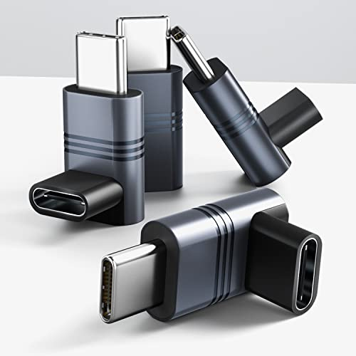90 Grad Winkel USB C Adapter 4 Stücke, 20gbps USB C 3.2 Typ-C Stecker auf USB C Buchse PD 240W Schnellladung, USB C Adapter 4K Video für mit Steam Deck, Switch, MacBook, iPhone 16 15, Galaxy S25