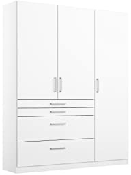 Rauch Möbel HARBURG, Kleiderschrank, Farbe Weiß, Breite 136 cm | Schrank, 3-türig, 4 Schubladen, für Schlafzimmer, Kinderzimmer, Wohnzimmer, Garderobe, Flur