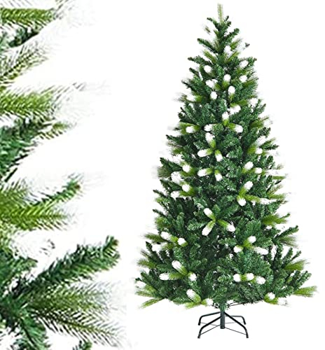 GYMAX 180 cm Weihnachtsbaum künstlich mit 850 PVC-Nadeln & Schnee, Christbaum mit Metallständer & Klappsystem, Tannenbaum für Zuhause, Eingangsbereich & Büro