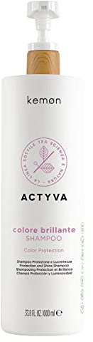 Kemon - Actyva Brillante Farbe Shampoo, Beruhigende und belebende Wirkung für gefärbtes Haar mit roten Früchten, UV-Filter - 1000 ml