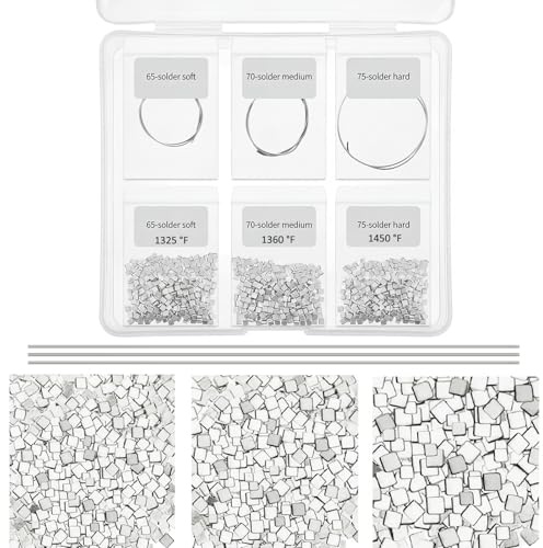 Sadnyy 330 Pcs 3 Grams Silver Jewelry Solder Chip and 3 Pcs Soft Medium Hard Silver Solder Wires, Ultra Tiny Medium Density Precut Chips Easy Welding Equipment for Jewelry Making 2 x 2 mm (E, M, H)